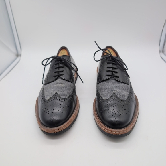 Ben Sherman Black/Gray sz 11.5 Oxfords Leather Wingtip Design - Picture 2 of 10